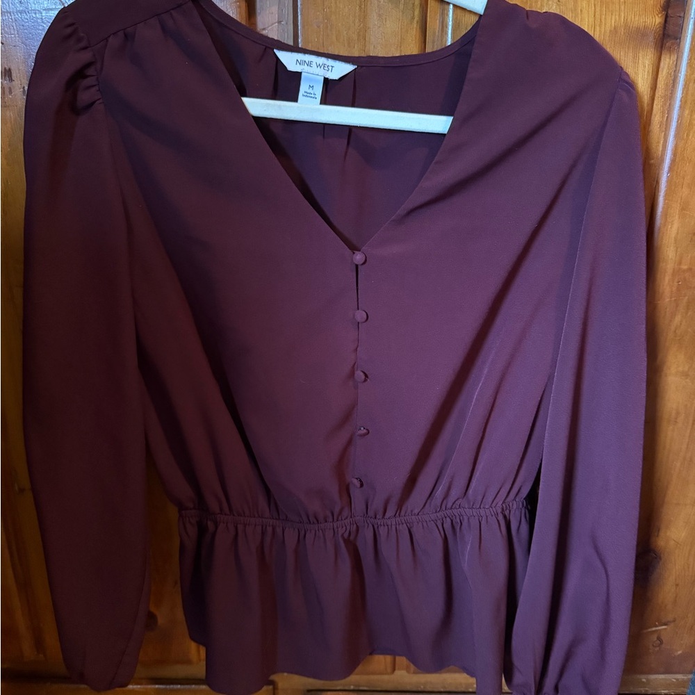 Nine West Burgundy Blouse